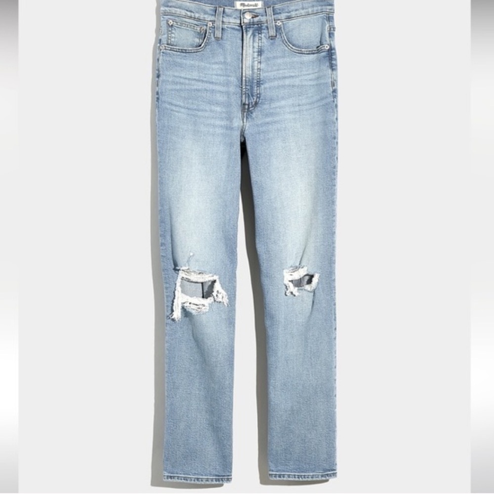 Madewell The Perfect Vintage Straight Jean in Danby Wash: Knee-Rip Size 26 NWOT - Picture 3 of 16